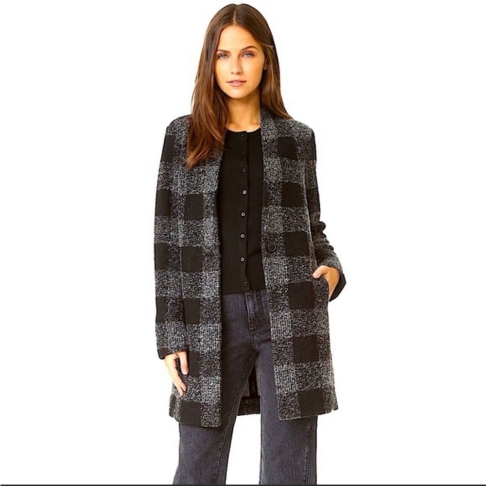 Gray Buffalo Plaid Club Monaco Japhia Fall Coat size xs